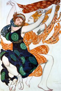 اثنان من Bacchantes ، تصميم الأزياء لإنتاج باليه روس لإنتاج Tcherepnins Narcisse ، 1911 بواسطة ليون باكست