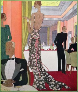 تصميم أزياء لفستان سهرة من تصميم دار Louise Boulanger في حفل السهرة في الكازينو في Le Touquet بواسطة ليون بينيني