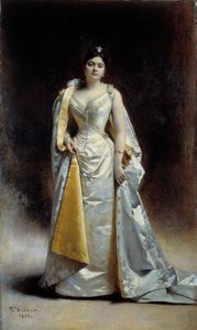 صورة كاملة الطول لمدام ألبرت كاهين دانتويرب لوحة ليون بونات (1833-1922) 1891 صن. 1.34x2.27 م بايون ، متحف بونات بواسطة ليون جوزيف فلورنتين بونات