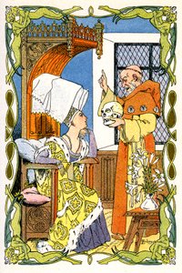 فرير جان توريلور حاضر في Dame Violante une tete de morte de mort