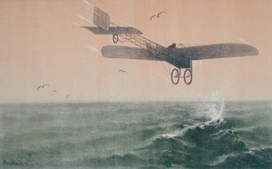 لويس بليريو (1872-1936) عبر القنال الإنجليزي لأول مرة بالطائرة في 25 يوليو 1909 ، حوالي 1910 (الليثو الملون)
