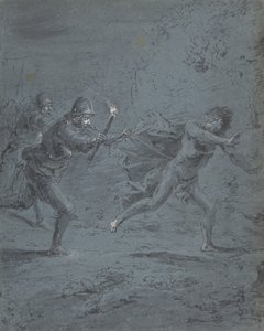 مشهد ليلي مع جنود يطاردون الهارب مارك الرابع عشر ، 5-52 ، 1611-1674. بواسطة ليونارد برامر