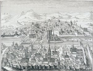 عرض منظور كبير لباريس عام 1607 ، بناءً على نقش ليونارد جوتييه. بواسطة ليونارد جوتييه