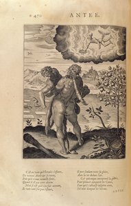 هرقل يذبح Antaeus ، من "Les Images ou Tableaux de Platte Peinture des Deux Philostrates Sophistes Grecs" ، بواسطة Blaise de Vigenere (1523-96) باريس ، 1615 بواسطة ليونارد جوتييه