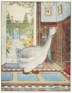 Goosey ، Goosey Gander ، أين يجب أن أتجول ؟، من كتاب صور قافية الحضانة ، حانة. 1914 (لون ليثو) بواسطة ليونارد ليزلي بروك
