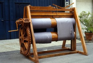 نول الصوف. نموذج من رسم ليوناردو دافنشي (ليوناردو دافنشي). متحف العلوم والتكنولوجيا بميلانو. بواسطة ليوناردو دا (بعد) فينشي