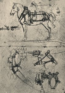 عربة حصان مسجلة ودراسات عن الحبال ، c1480 1945 بواسطة ليوناردو دا فينشي