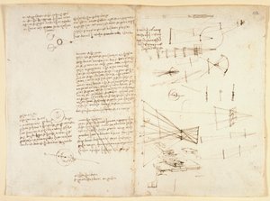 Arundel 263 f.115v، f.112 ملاحظات ، اسكتشات ورسم تخطيطي لخصائص العين ، حوالي 1490 (قلم وحبر على ورق) بواسطة ليوناردو دا فينشي