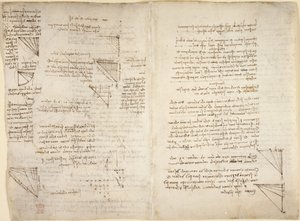Arundel 263، f.217v، f.216 ملاحظات ومخططات من "Codex Arundel" (قلم وحبر على ورق) بواسطة ليوناردو دا فينشي