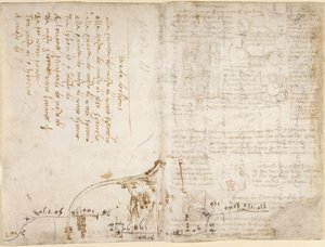 Arundel 263، f.263v، f.270 ملاحظة ورسم تخطيطي يصف مسار رحلة "الطريق إلى أورليان" من مدينة رومورانتين (بقلم فرانشيسكو ميلزي) (جنبًا إلى جنب) ، من "Codex Arundel" (قلم حبر وحبر على ورق) بواسطة ليوناردو دا فينشي