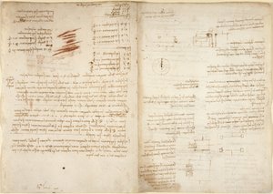 Arundel 263، f.38v، f.37 ملاحظات حول الحساب ، من "Codex Arundel" (قلم وحبر على ورق) بواسطة ليوناردو دا فينشي