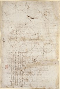 Arundel 263، f.95v ملاحظات ورسوم بيانية عن البصريات بخصوص مشكلة ابن الهيثم ؛ رسمان تخطيطيان يمثلان الهياكل الشبكية ، من "Codex Arundel" ، c.1506-08 (قلم وحبر على ورق) بواسطة ليوناردو دا فينشي