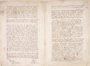 Arundel 263 ، ff.16v-17 ، ملاحظات ومخططات ليوناردو دافنشي من "Codex Arundel" (قلم وحبر على ورق) بواسطة ليوناردو دا فينشي