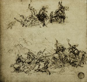 مشهد معركة؛ رسم ليوناردو دا فينشي. غاليري ديل أكاديميسيا ، البندقية بواسطة ليوناردو دا فينشي