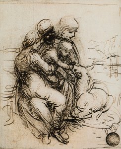 الفكرة الأولى لمادونا والطفل وسانت آن ؛ رسم ليوناردو دافنشي. جاليري ديل أكاديميا ، البندقية بواسطة ليوناردو دا فينشي