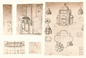 خمسة رسومات معمارية ، c1472-c1519 1883 بواسطة ليوناردو دا فينشي