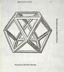 قطع السداسي لا معنى له من "النسبة الإلهية" من قبل لوكا باسيولي (1445-1517) ، في الأصل حانة. البندقية ، 1509 بواسطة ليوناردو دا فينشي