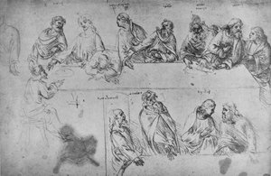 دراسات عن العشاء الأخير ، c1480 1945 بواسطة ليوناردو دا فينشي