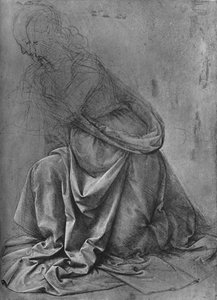 دراسة ستارة امرأة راكعة إلى اليسار ، c1477 1945 بواسطة ليوناردو دا فينشي