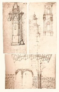 ثلاثة رسومات معمارية ، c1472-c1519 1883 بواسطة ليوناردو دا فينشي