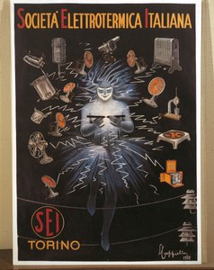 Colour lithograph by Leonetto Cappiello, SEI, Electroheat Italian Company advertising poster بواسطة ليونيتو كابيلو