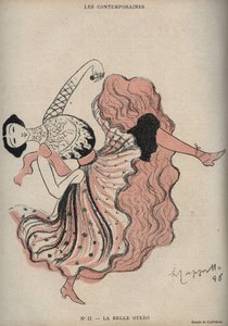 صورة لكارولين (لا بيل) أوتيرو (1868-1965) ، راقصة ومومسة إسبانية - رسم بواسطة ليونيتو كابيلو (1875-1942) في "The Rire" عام 1898 بواسطة ليونيتو كابيلو