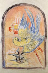 Preparatory drawing for back of Art Deco style chair for Le Perroquet