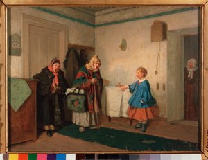 المطربين المتسولين. لوحة ليونيد إيفانوفيتش سولوماتكين (1837-1883) ، زيت على قماش