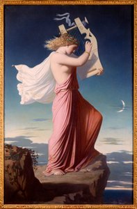 صورة للشاعر اليوناني صافو (سافو) وهو يعزف على القيثارة لوحة ليوبولد بورث (1823-1860) 1849 صن. 1،06x0،69 م كاركاسون ، متحف الفنون الجميلة بواسطة ليوبولد بورث
