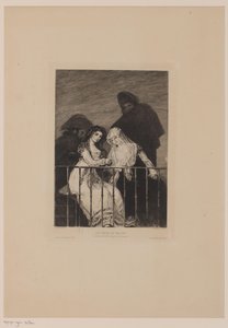 امرأتان مع رجلين خلفهما في الظل Les Majas au Balcon (العنوان على الكائن) بواسطة ليوبولد فلامنج