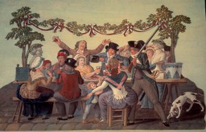 الثورة الفرنسية عام 1789: "الوجبة الجمهورية". Gouache des freres Lesueur (القرن الثامن عشر) بواسطة الإخوة ليسويور