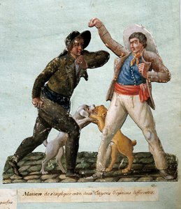 الثورة الفرنسية: مواطنان يتقاتلان. Gouache des freres Lesueur (القرن الثامن عشر) بواسطة الإخوة ليسويور