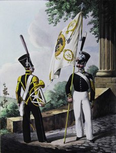 Porte-epee-Praporshchik و Hornist of the Guards Garrison Battalion ، 1829