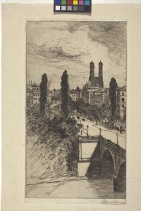 شارع ماكسيميليام و Frauenkirche ، ميونيخ ، بافاريا (حفر)