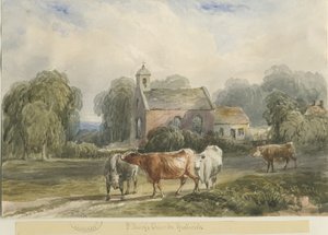 كنيسة غراتويتش: الرسم بالألوان المائية ، بدون تاريخ [c1830-1840] بواسطة لويس جون وود