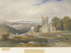 كنيسة جريندون: لوحة ألوان مائية ، بدون تاريخ [c1830-1845] بواسطة لويس جون وود