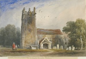 Horton Church: رسم بالألوان المائية ، بدون تاريخ [c1840] بواسطة لويس جون وود