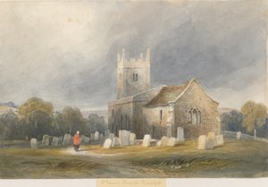 Waterfall Church: لوحة ألوان مائية ، بدون تاريخ [c1830-1840] بواسطة لويس جون وود