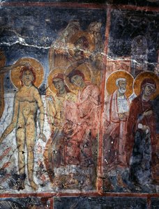 Christ, Madonna and Saints, fresco in monastery of Agios Georgios, Diavaide, Crete, Greece (photo) بواسطة غير معروف غير معروف