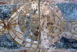 Face of Christ, damaged fresco in the church of Metamorphosis Sotiros, Voutas, Crete, Greece (photo) بواسطة غير معروف غير معروف