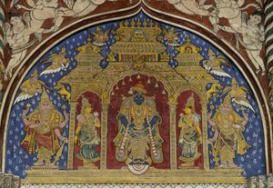 Fresco depicting Visnu, Thanjavur Maratha palace, Tamil Nadu, India بواسطة غير معروف غير معروف