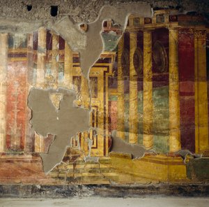 Fresco on central wall of Tuscan atrium, Roman Villa Poppaea بواسطة غير معروف غير معروف