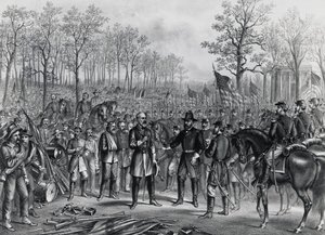 General Robert Lee surrendering to General Ulysses Grant at Appomattox, April 9 بواسطة غير معروف غير معروف