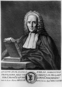 Portrait of Giuseppe Averani, known as Averanus (1662-1738), Italian jurist and naturalist, etching from Serie di ritratti d 
