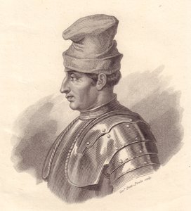 صورة للقائد العسكري الإيطالي نيكولو فورتبراتشيو المعروف أيضًا باسم ديلا ستيلا (1389-1435) ، نقش على النحاس بواسطة كاترينا بيوتي بيرولا بواسطة غير معروف غير معروف