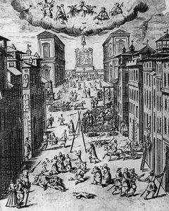 The plague in Milan in 1630, etching, Italy بواسطة غير معروف غير معروف
