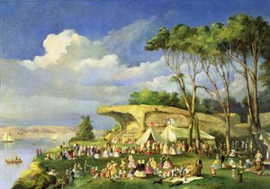 نزهة في كرسي السيدة ماكوارس ، 1855 بواسطة الملازم جورج أوستن وودز