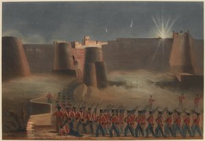 اقتحام غزني. عمود العاصفة الذي يدخل القلعة ، 23 يوليو 1839 (لون الحجر الصخري)