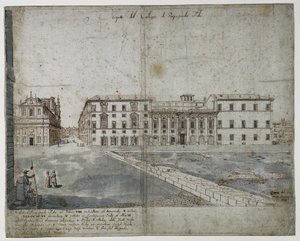 ثمانية عشر مشهدًا لروما: وجه Collegio di Propaganda Fide ، 1665. بواسطة ليفين كرويل
