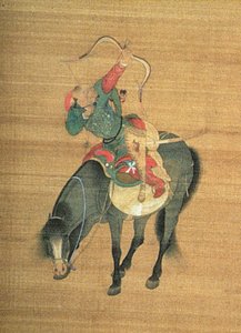 كوبلاي خان (1214-94) الصيد (التفاصيل) ، سلالة يوان (حبر ولون على الحرير) (انظر 150417)